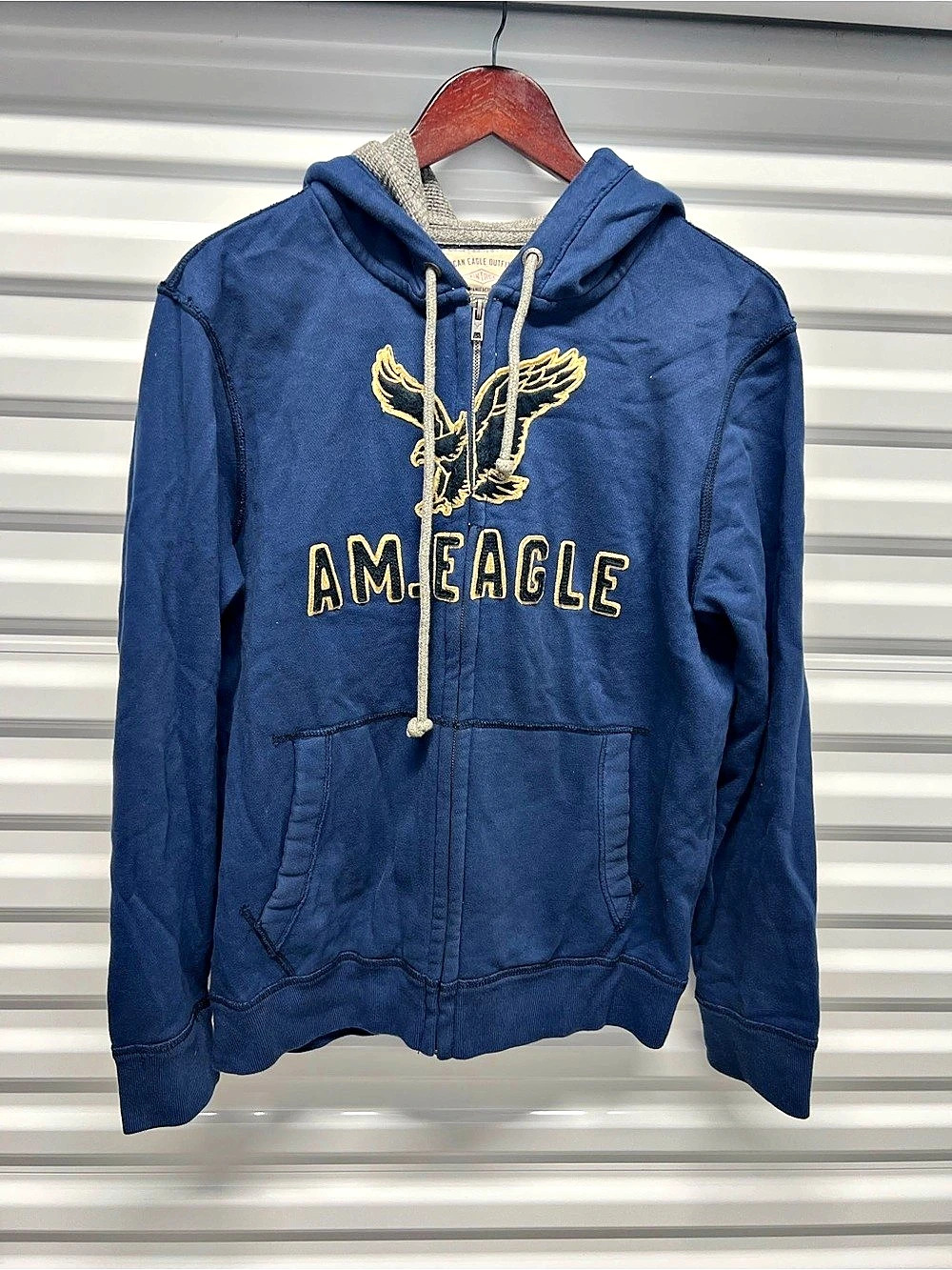 American Eagle Outfitters Vintage Eagle Graphic Full-Zip Hoodie Blue Medium